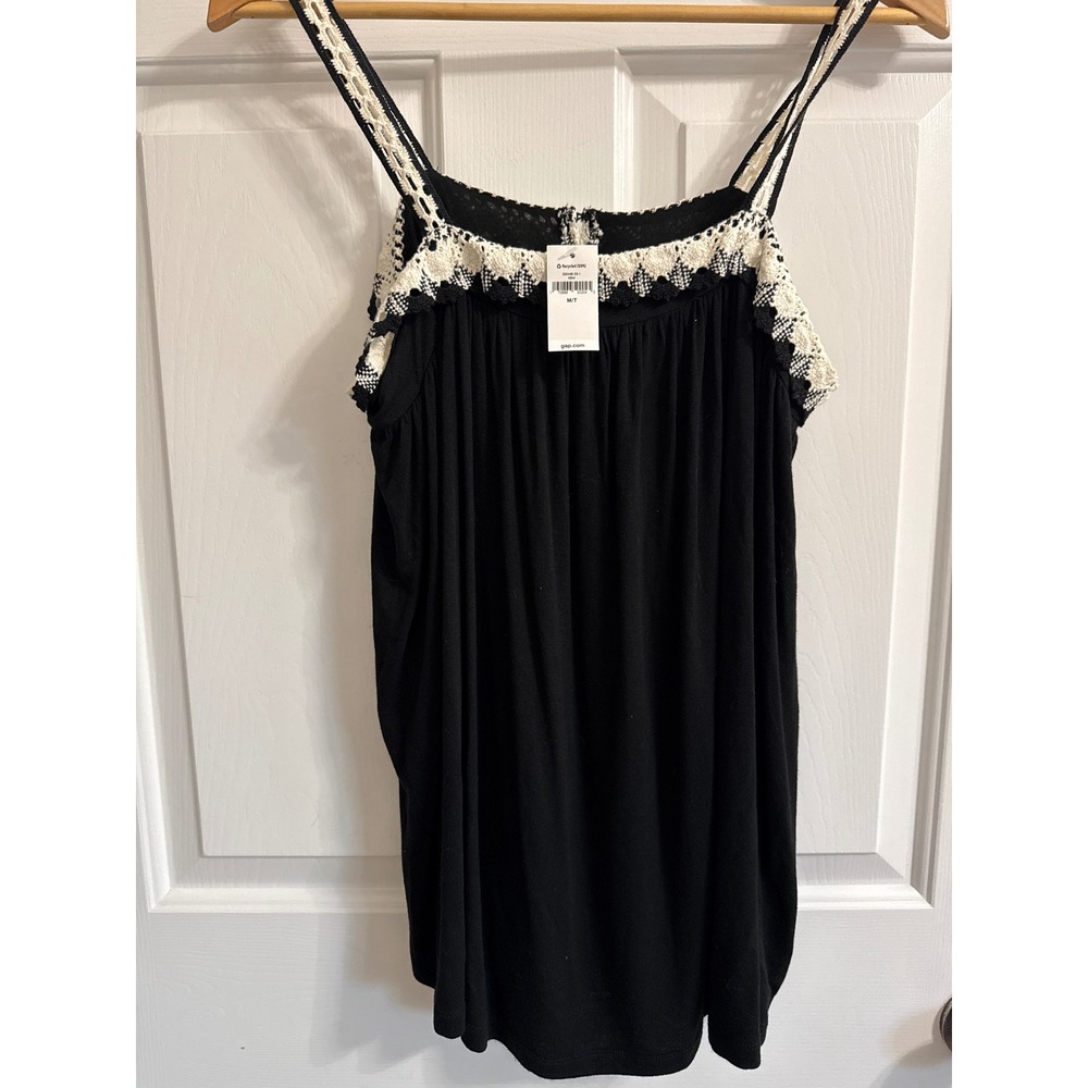 Gap Women‎ Medium Tall Black Crochet Trim Camisole Tank Top 320446-03-1 NWT